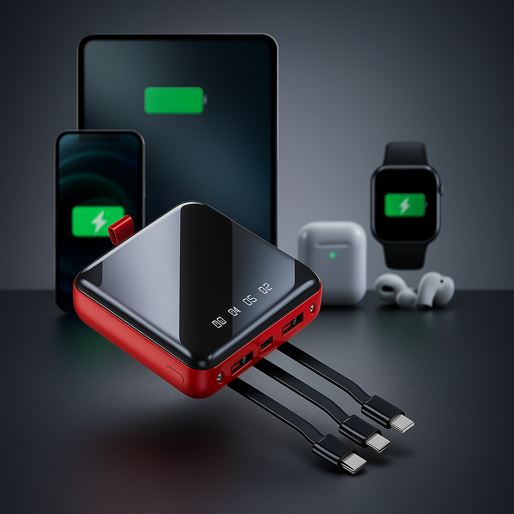 Mini Power Bank 20000mAh con 4 Cables