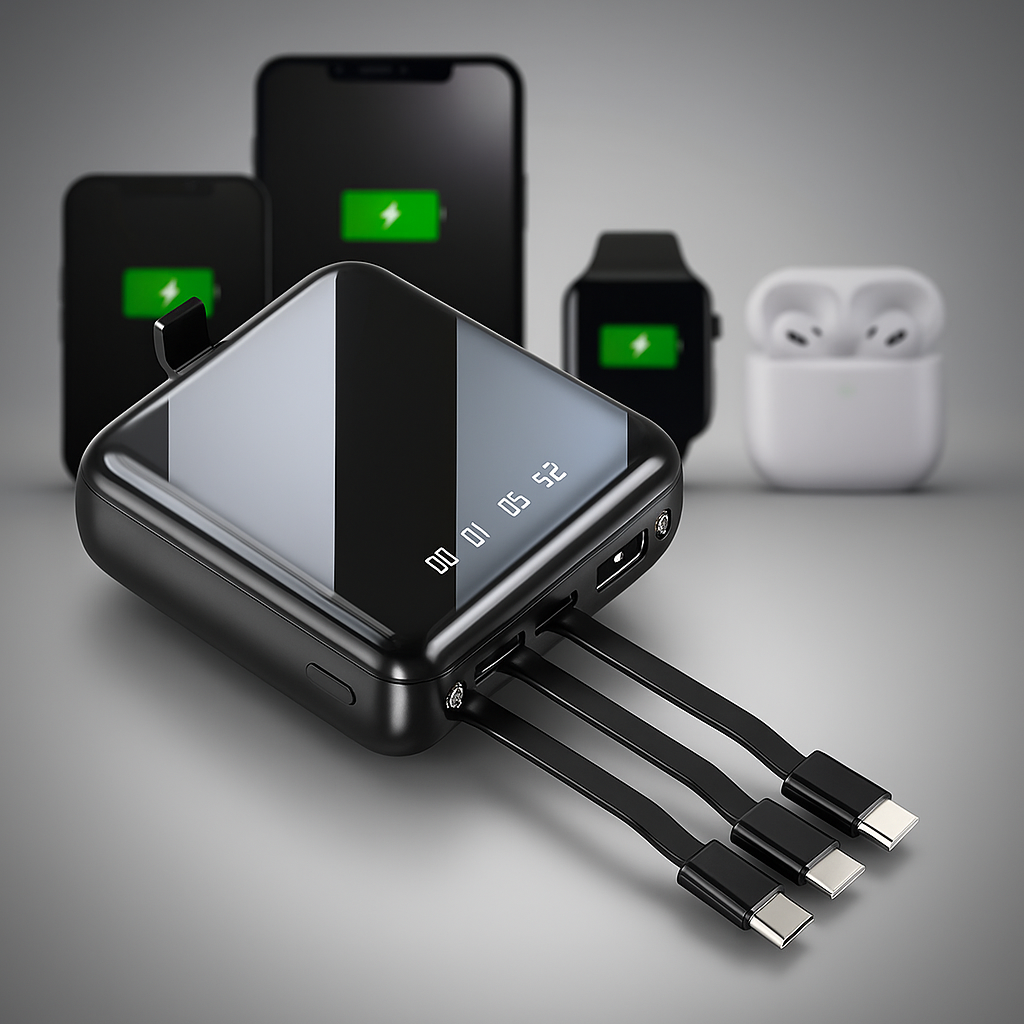 Mini Power Bank 20000mAh con 4 Cables