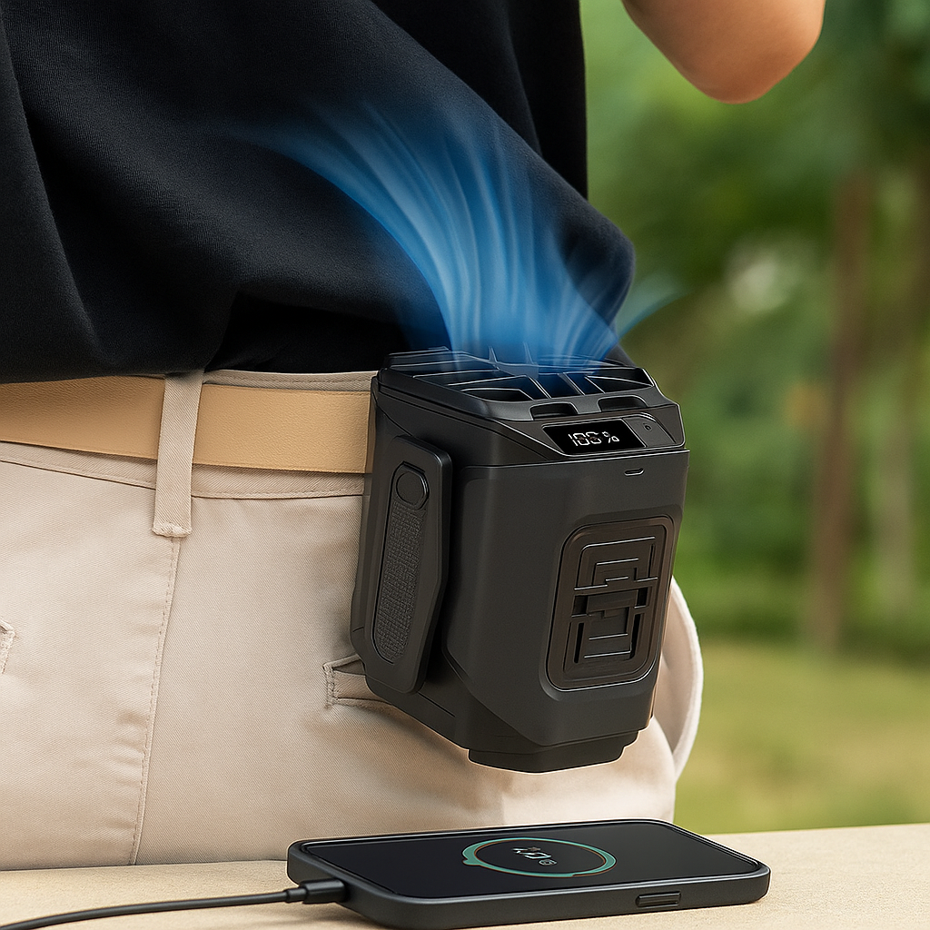 Ventilador de Cintura Portátil 20000mAh con Linterna