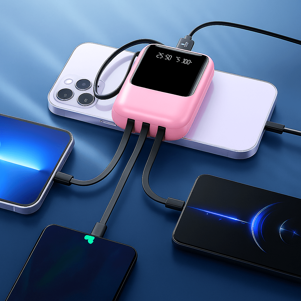 Power Bank 10000mAh Carga Rápida con Cables LED - VyFlair