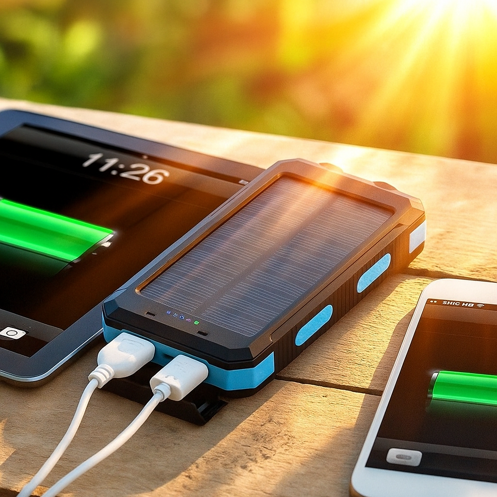 Power Bank Solare 500000mAh Impermeabile con Torcia