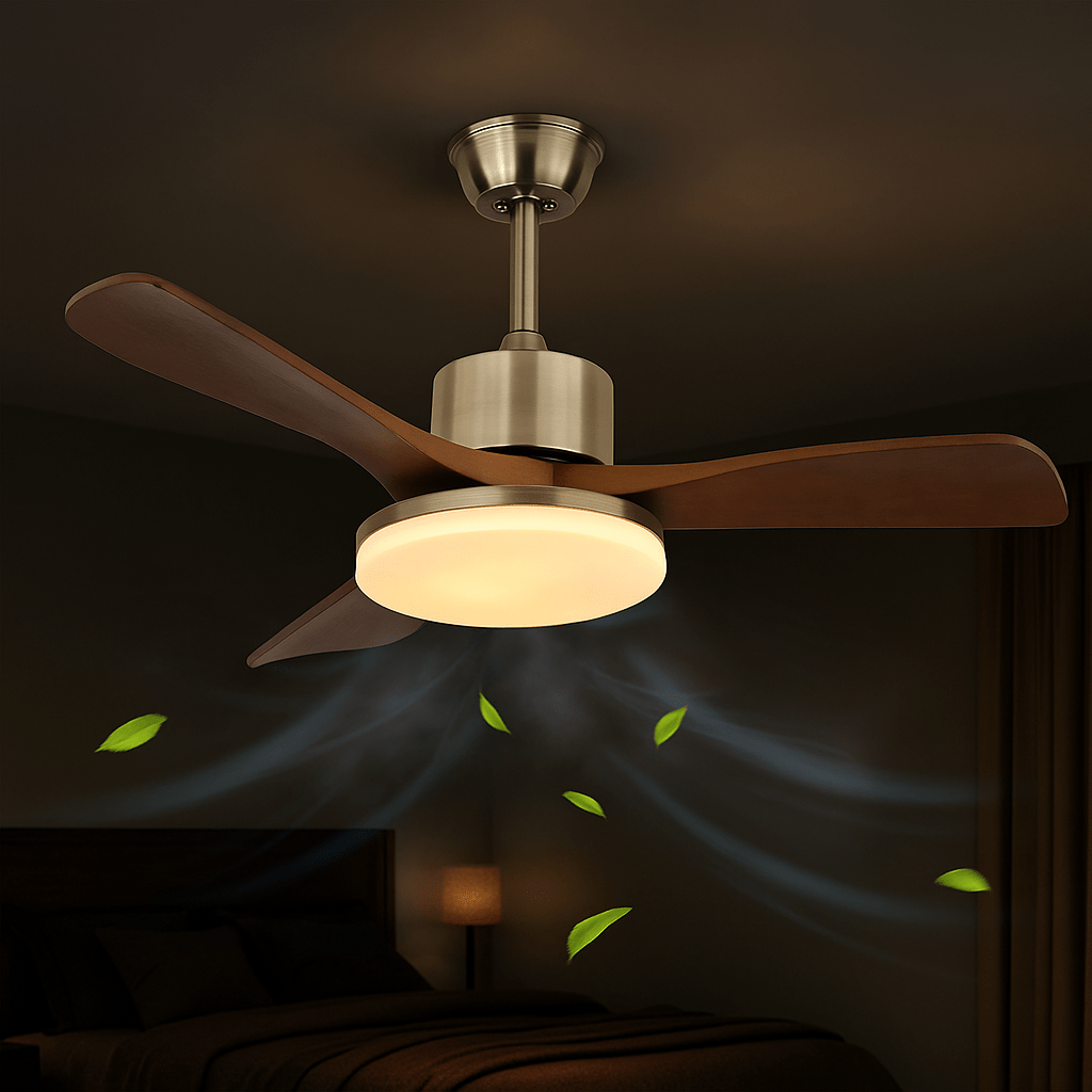 LuxeBreeze Ventilador de Techo de Madera con Luz - VyFlair