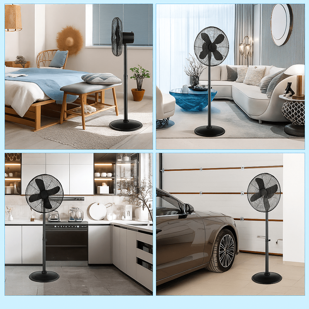 Ventilador de Pedestal 16" Oscilante Ajustable 3 Velocidades - VyFlair