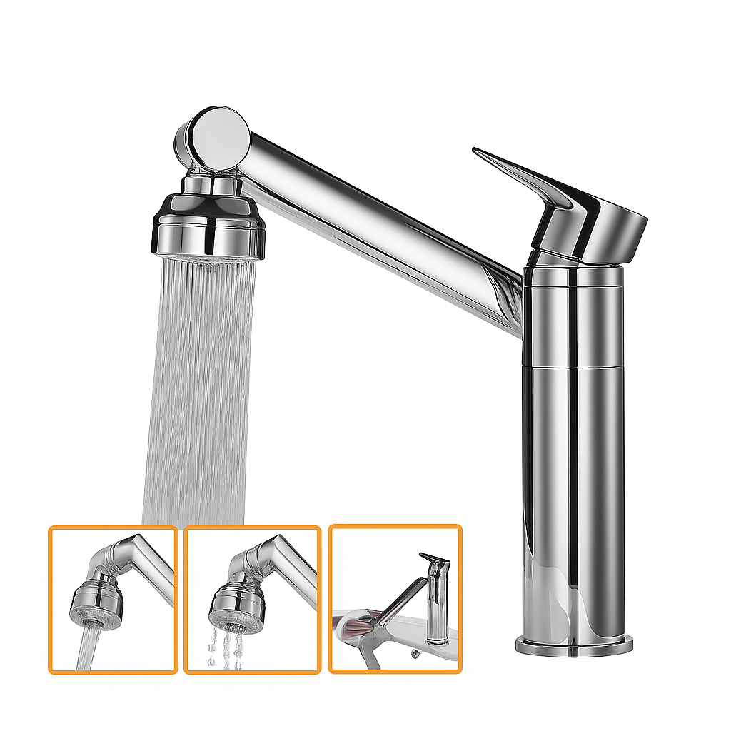 AquaTwist Grifo de Baño Monomando Cromado 1080° - VyFlair