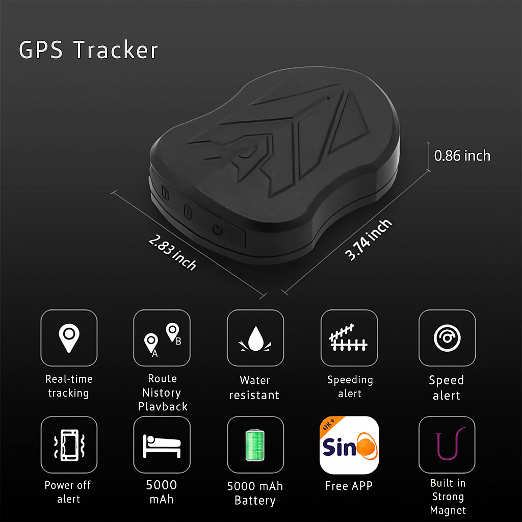 GPS Tracker Impermeable – Rastreador en Tiempo Real con Batería de Larga Duración