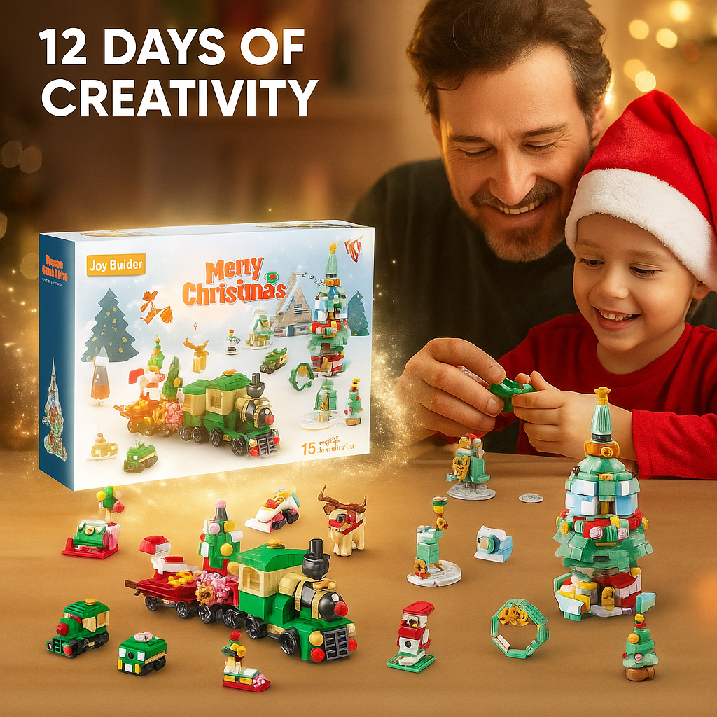 Joybuilder Construction Calendario de Adviento 2025 | 12 días de creatividad navideña para niños