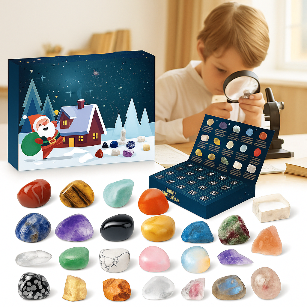 Calendario de Adviento Crystalgems 2025 | 24 Piedras Preciosas Naturales para Exploradores y Coleccionistas