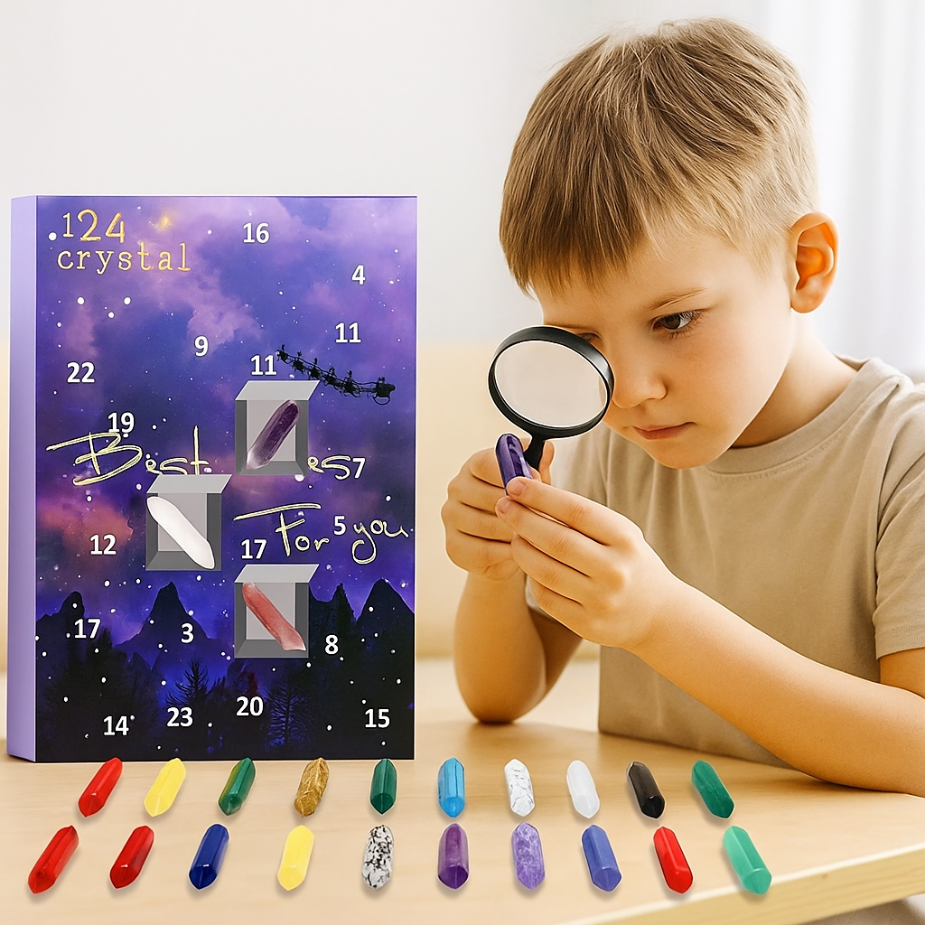 Calendario de Adviento Crystalgems 2025 | 24 Piedras Preciosas Naturales para Exploradores y Coleccionistas