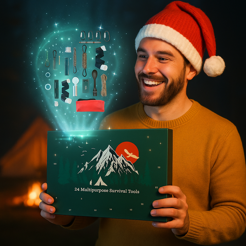 Calendario de Adviento de Supervivencia 2025 | 24 Herramientas de Exterior para Aventureros