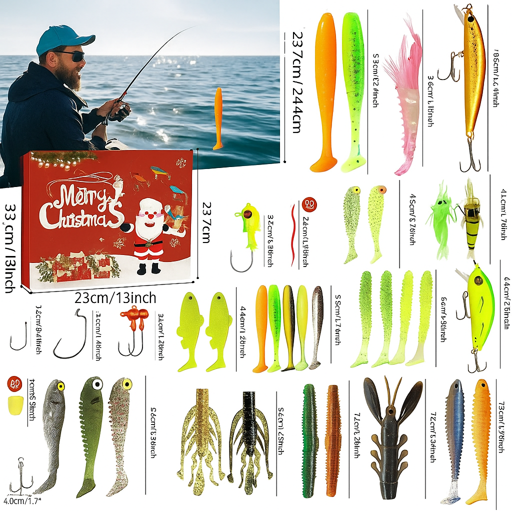 Calendario de Adviento LureBox 2025 | 24 Señuelos de Pesca Premium para Pescadores