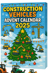 Calendario de Adviento Vehículos de Construcción 2025 – 24 Días de Diversión y Creatividad para Niños