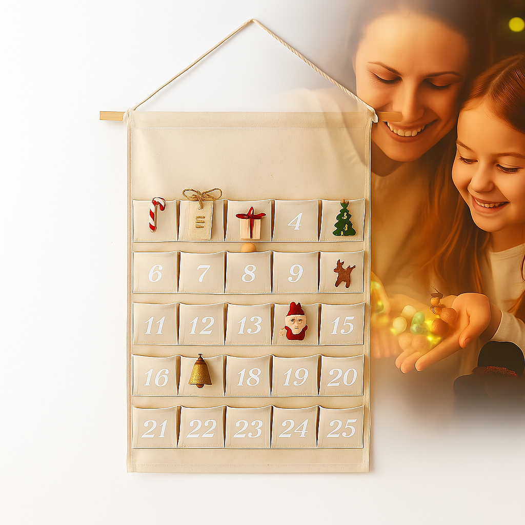 Calendario dell'Avvento in Cotone – 24 Sacchetti Riutilizzabili e Sostenibili per un Natale Personalizzato