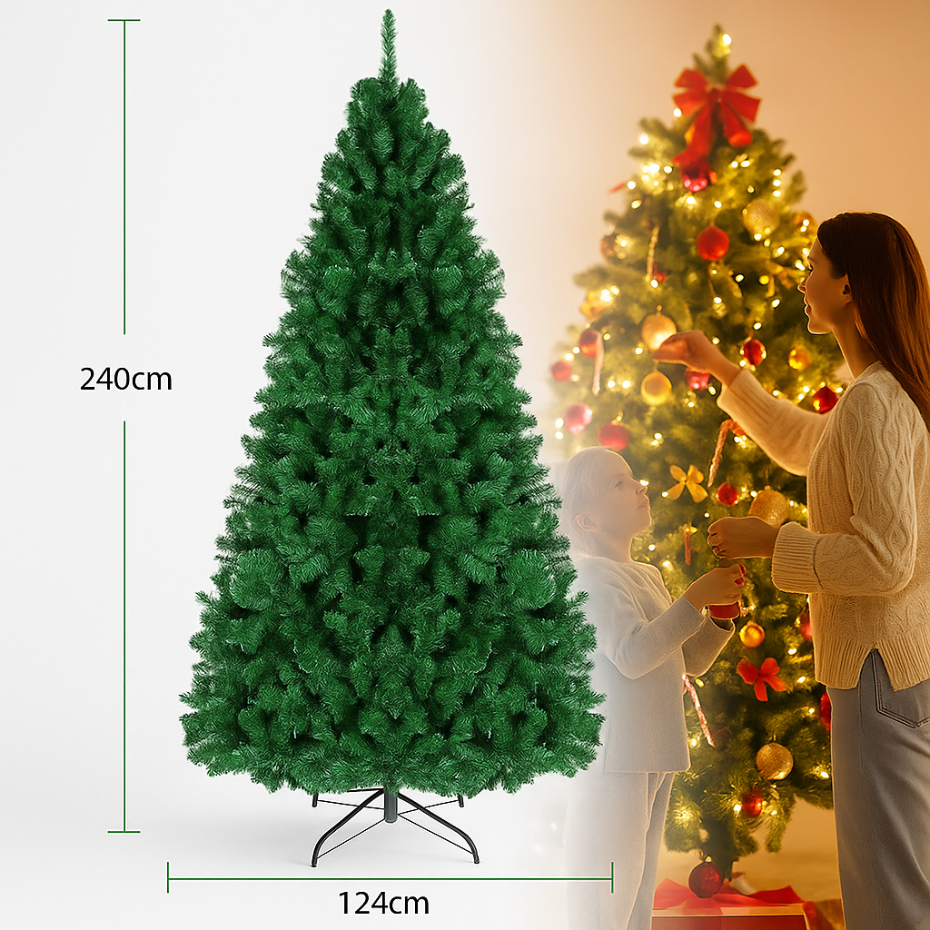Sztuczna zielona choinka od 90 do 240 cm | Dekoracja świąteczna do wnętrz i na zewnątrz