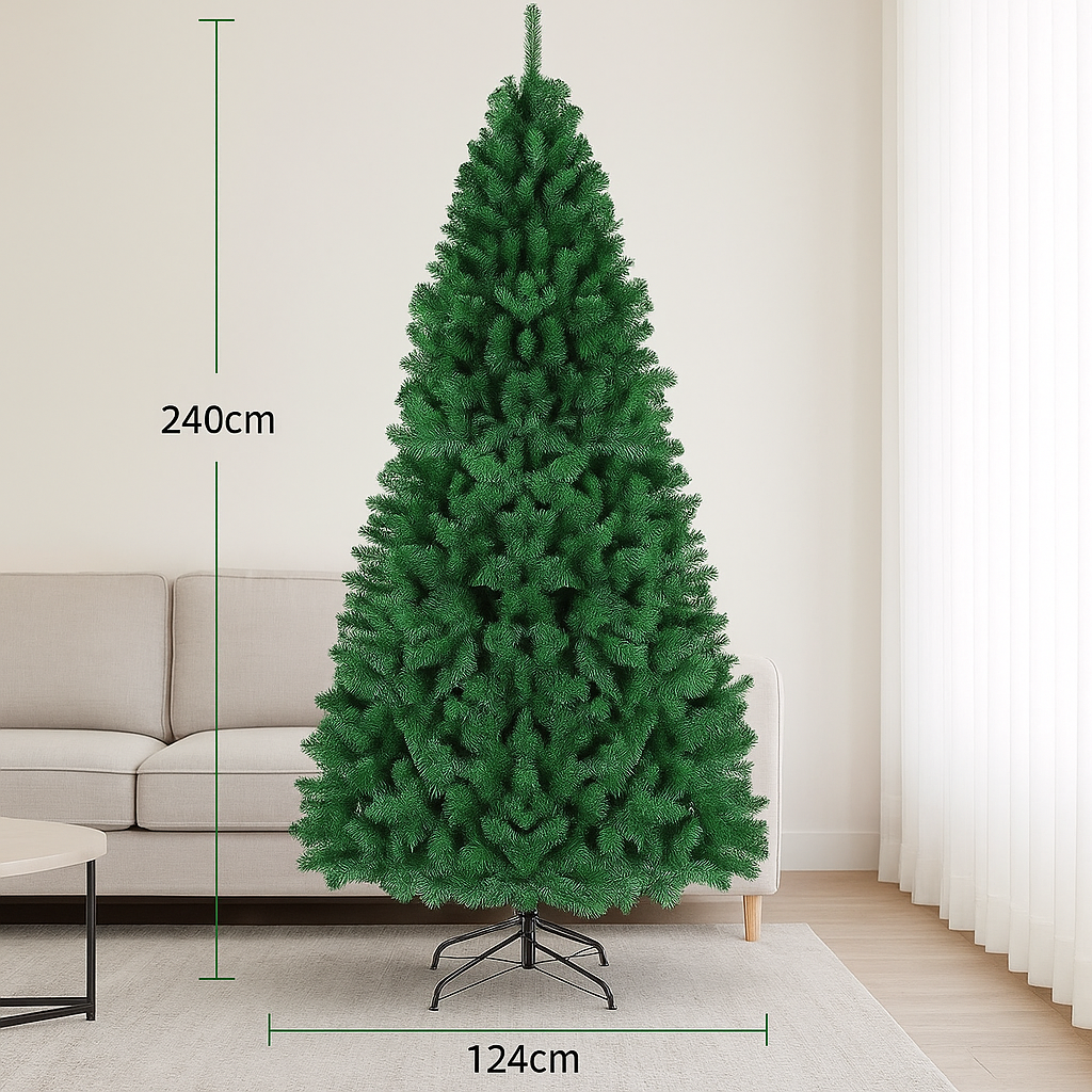 Duża sztuczna zielona choinka - 90 do 240 cm | Trwała i elegancka dekoracja świąteczna