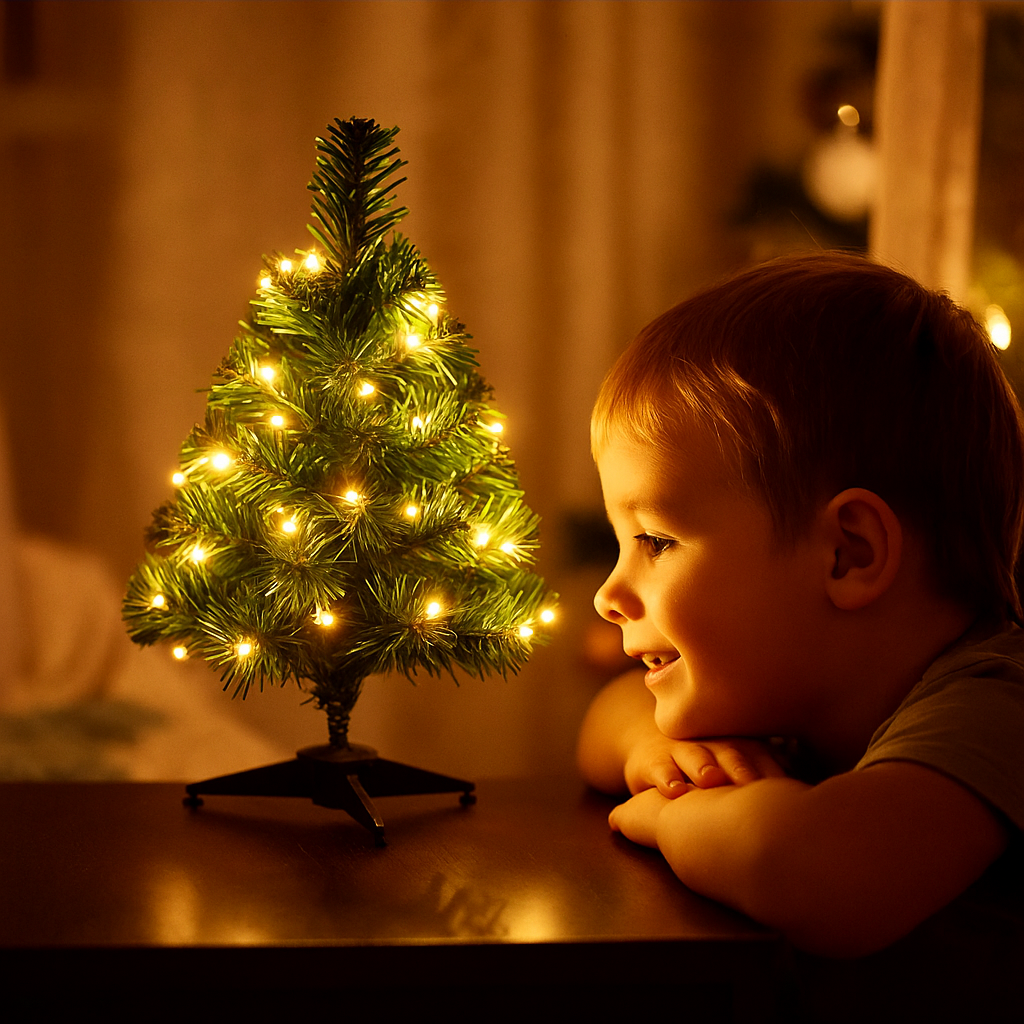 Mini Árbol de Navidad Nevado con Luces LED | Decoración de Mesa o Escritorio enRealista