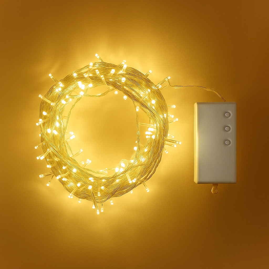 Ciepłe białe lampki wróżek do dekoracji świątecznej – 200 LED z timerem