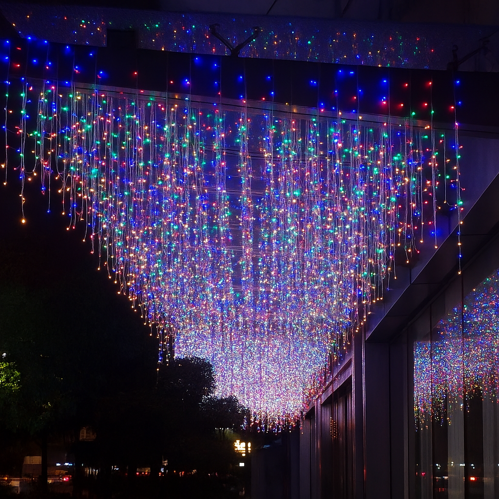 Lampki LED świetliki sopelki na zewnątrz – efekt kaskady świątecznej