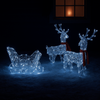 Exhibición Trineo de Renos LED – Decoración Navideña Acrílica con Temporizador