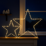 Luz de Estrella LED Navideña – Decoración Colgante con Marco Metálico Blanco