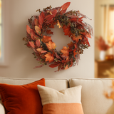 Corona de Hojas de Otoño para Puerta – Decoración Navideña Natural y Elegante