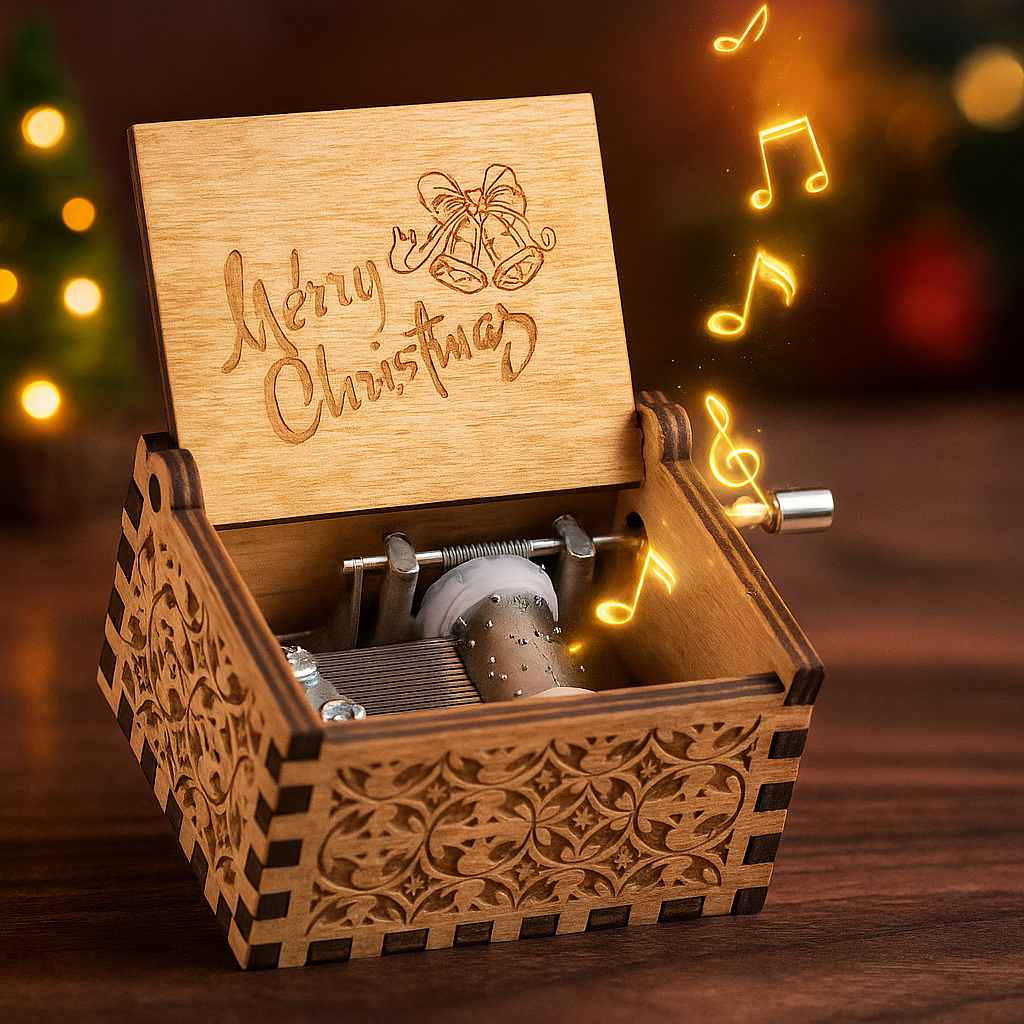 Caja de Música Navideña – Escena Invernal con Melodía “Feliz Navidad”