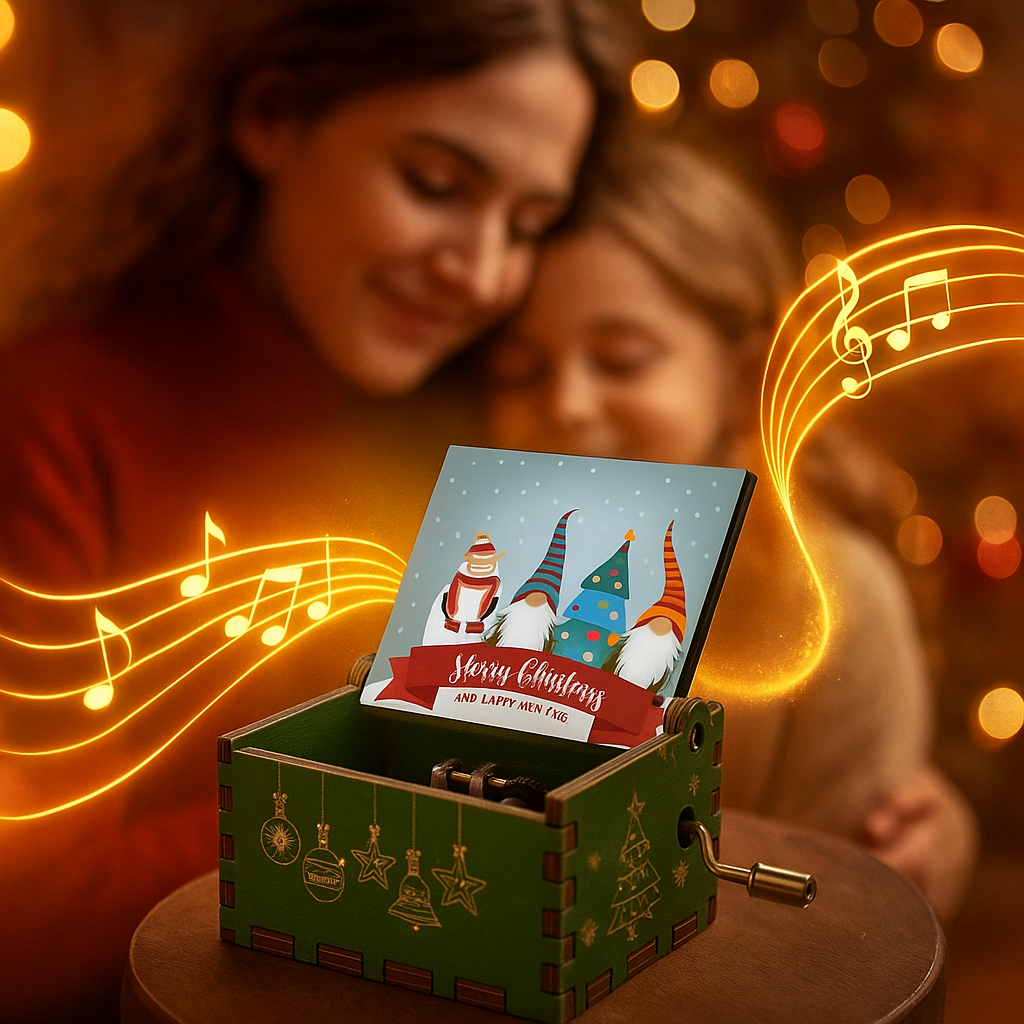 Scatola Musicale Natalizia in Legno – Ballerina Fatta a Mano