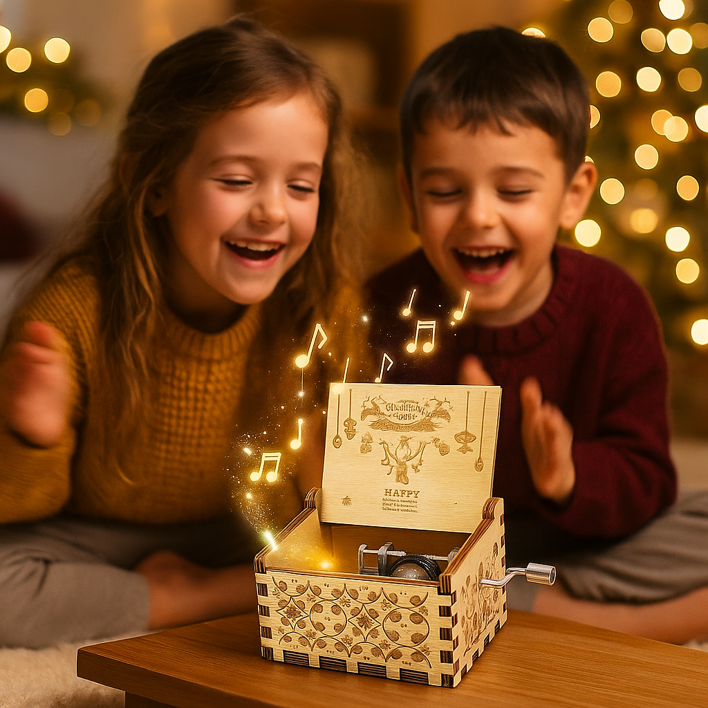 Scatola Musicale Natalizia in Legno – Ballerina Fatta a Mano