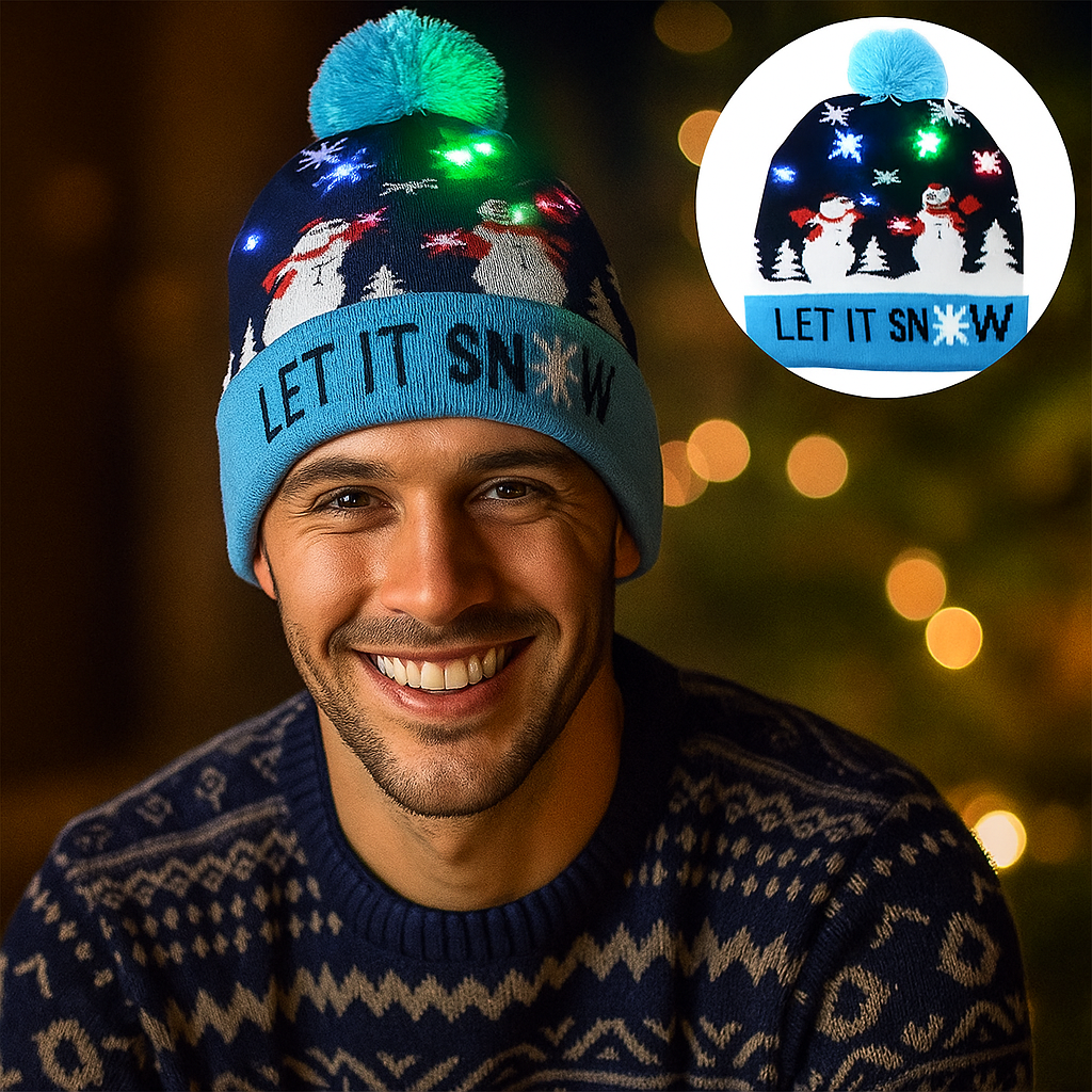 Czapka Świąteczna LED GlowDeer – Ciepła, Świąteczna i Jasna