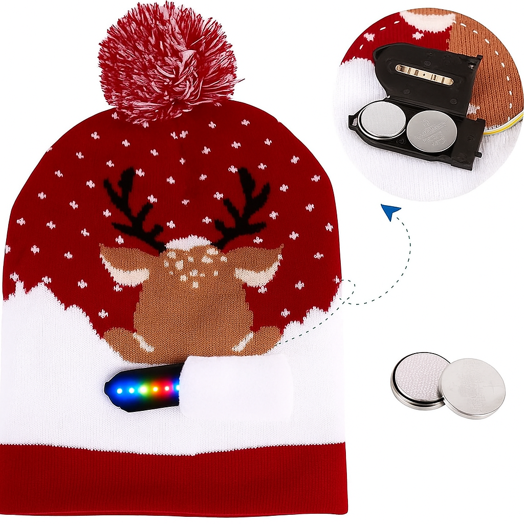Czapka Świąteczna LED GlowDeer – Ciepła, Świąteczna i Jasna