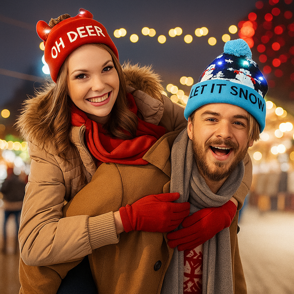 Czapka Świąteczna LED GlowDeer – Ciepła, Świąteczna i Jasna