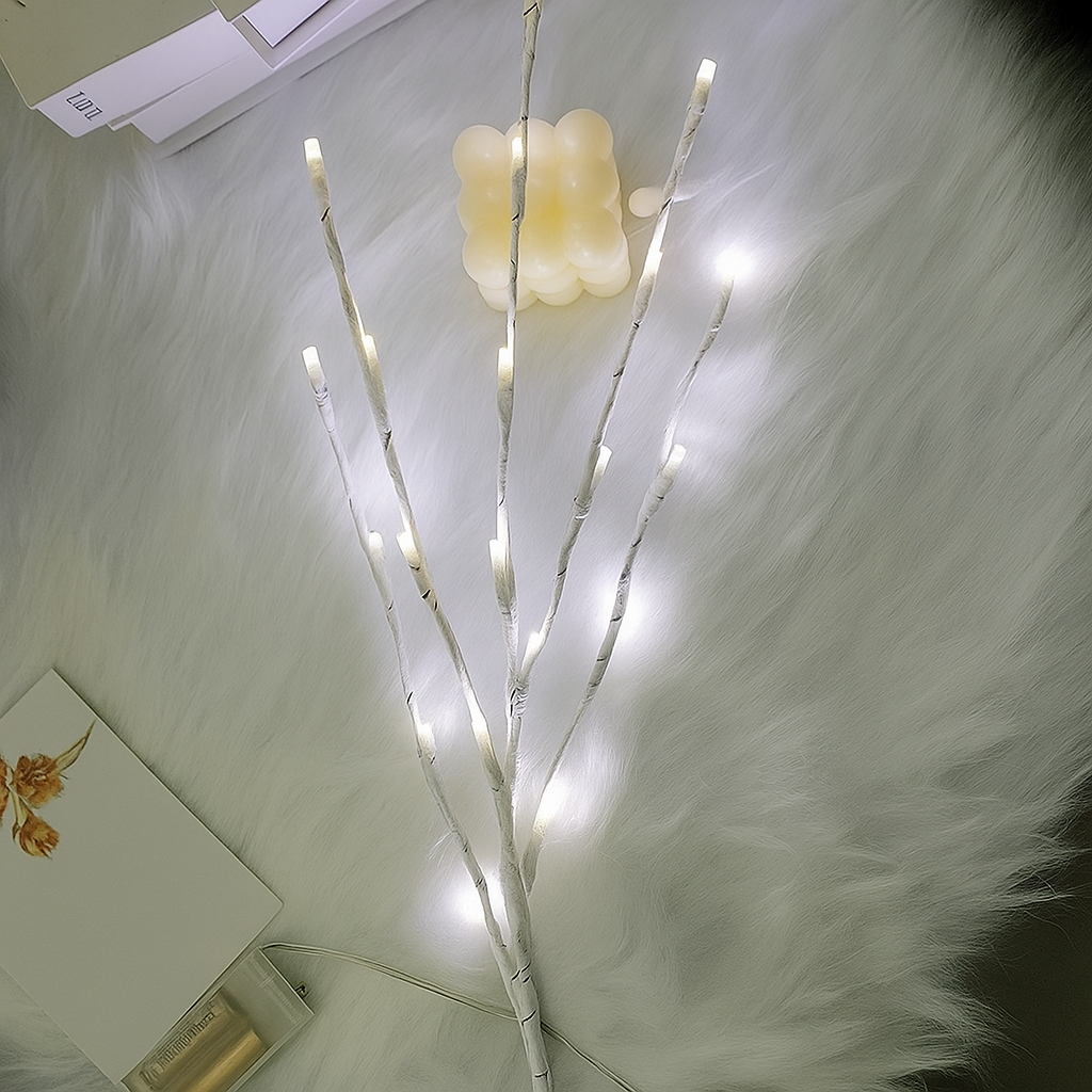 Iluminación LED Rama Blanca – Decoración Navideña para Mesa e Interior