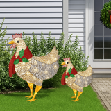 Gallina Luminosa Navideña con Bufanda – Decoración LED para Jardín y Hogar