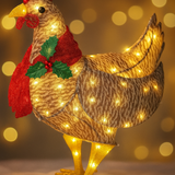 Gallina Luminosa Navideña con Bufanda – Decoración LED para Jardín y Hogar