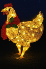 Gallina Luminosa Navideña con Bufanda – Decoración LED para Jardín y Hogar