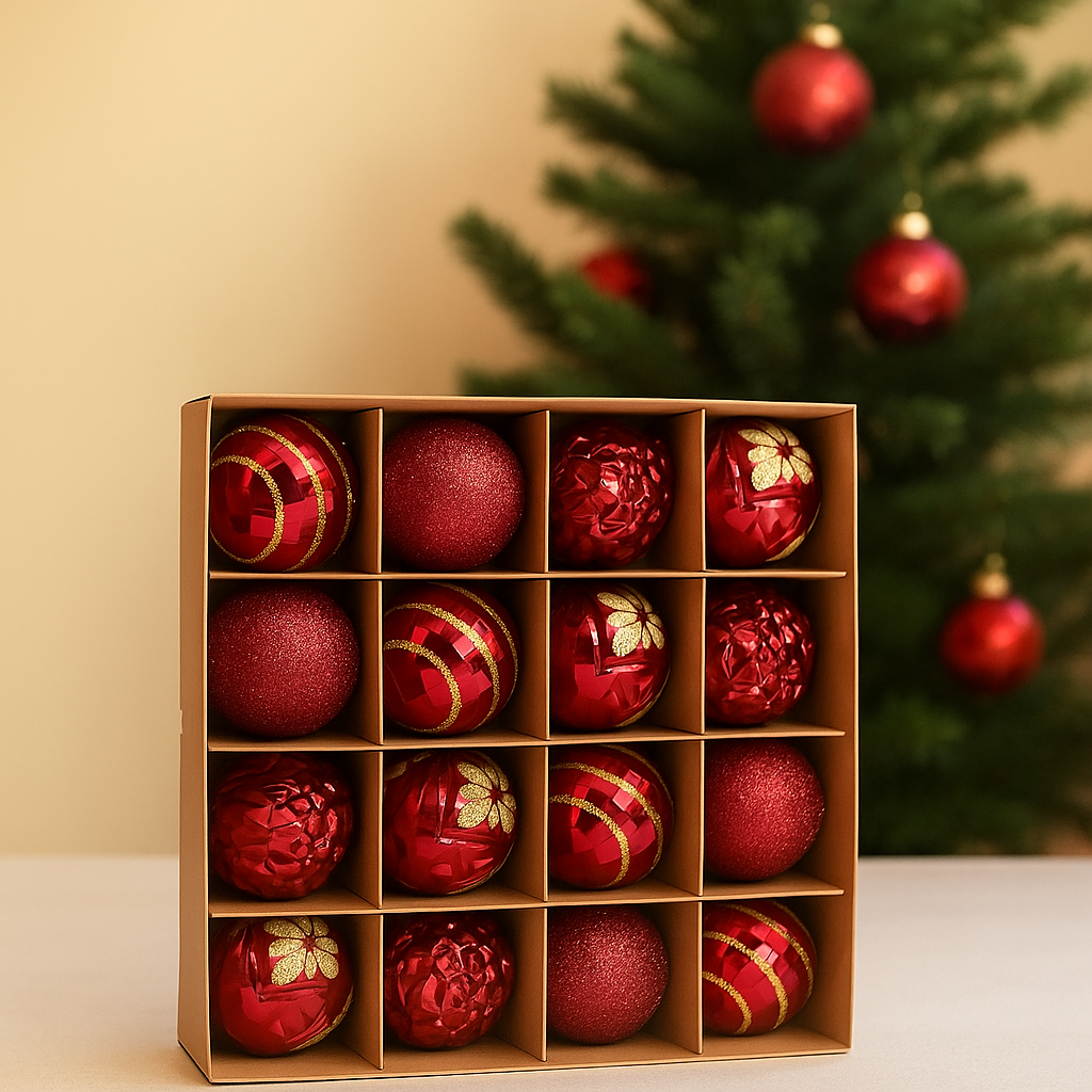 Zestaw luksusowych bombek choinkowych – 16 sztuk o średnicy 6 cm na choinkę