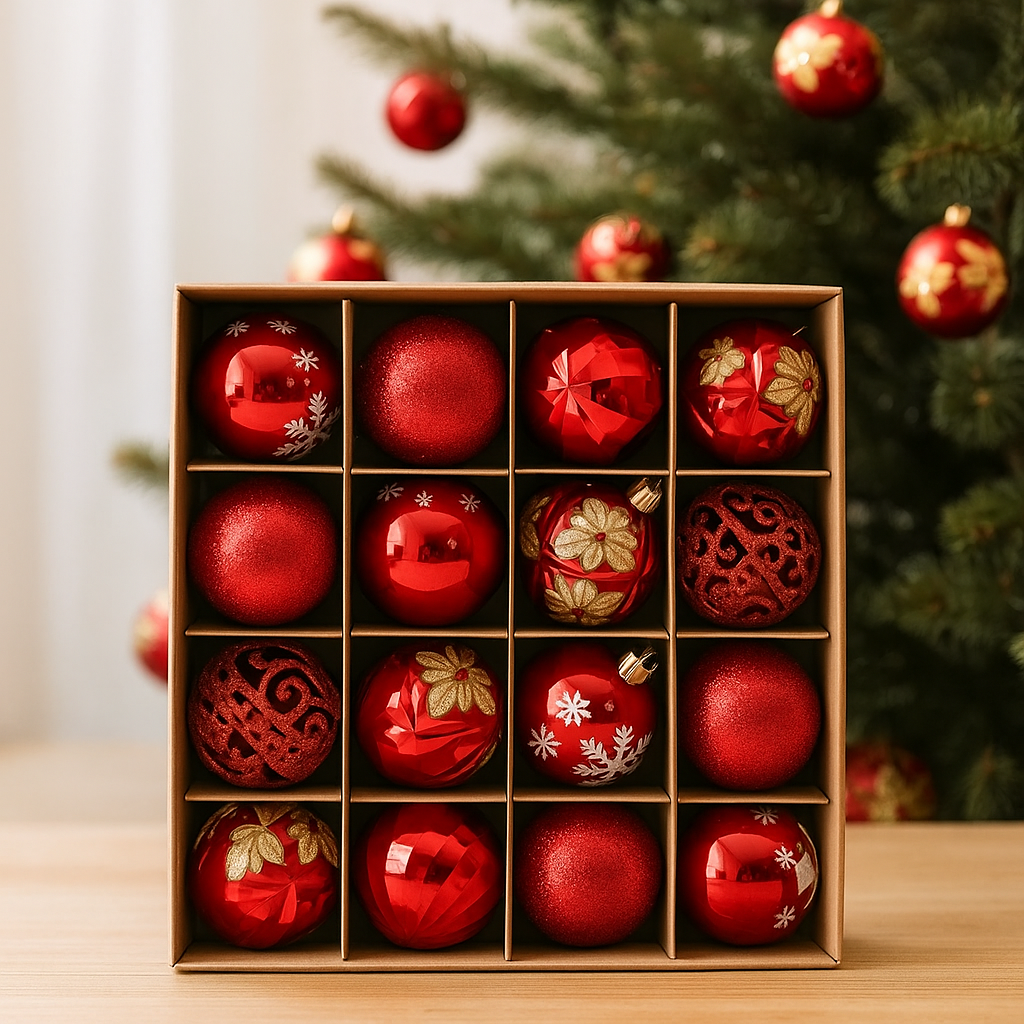 Zestaw luksusowych bombek choinkowych – 16 sztuk o średnicy 6 cm na choinkę