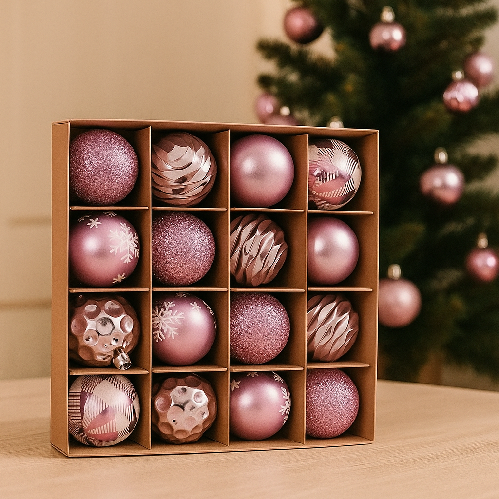 Zestaw luksusowych bombek choinkowych – 16 sztuk o średnicy 6 cm na choinkę