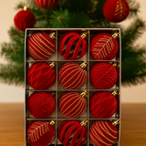 Błyszczące bombki choinkowe 12 szt. – Unikalny design i luksusowy akcent