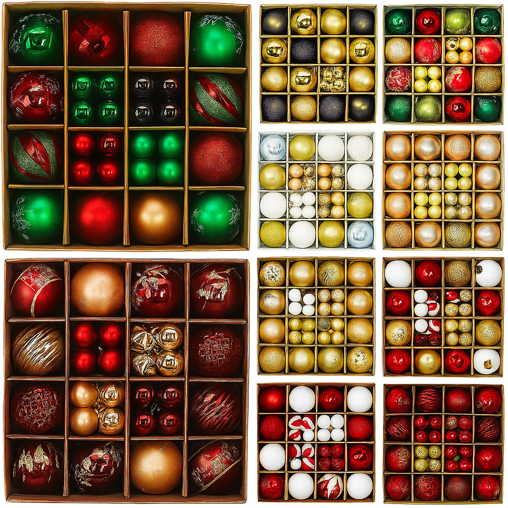 Zestaw 44 bombek choinkowych – unikalny design z plastiku o rozmiarze 3–6 cm do dekoracji choinki