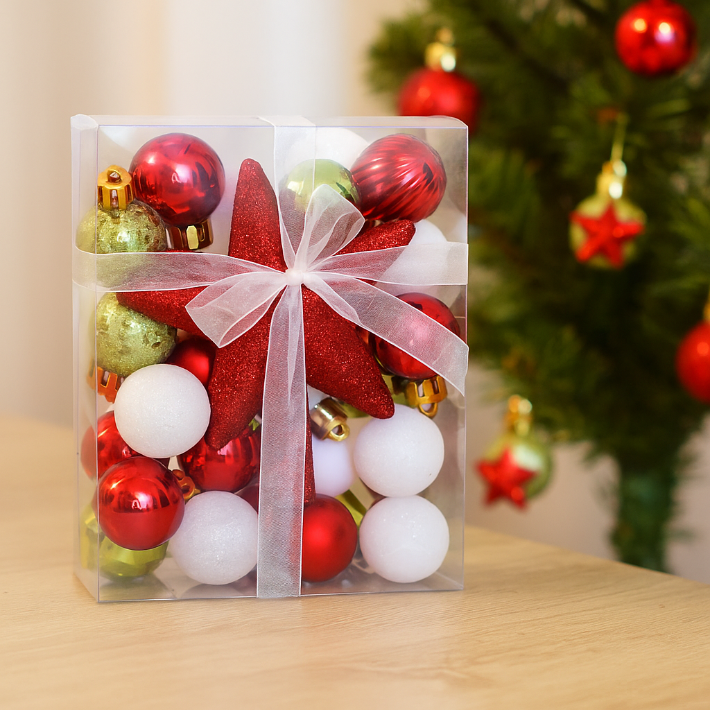 Set 30 Bolas de Navidad – Adornos en Colores Brillantes para Decoración de Árbol