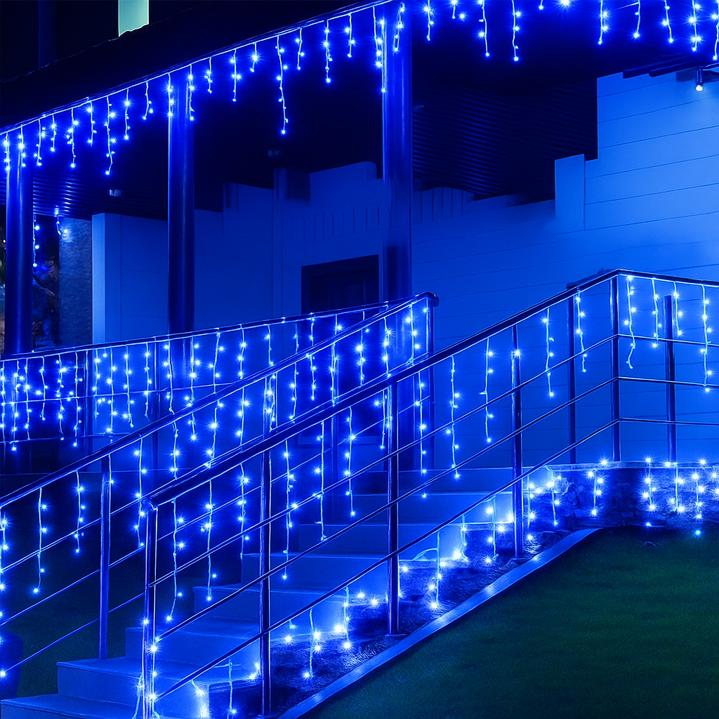 Cascada de Luces LED Navideñas 5M – Multicolor Impermeable para Interior y Exterior