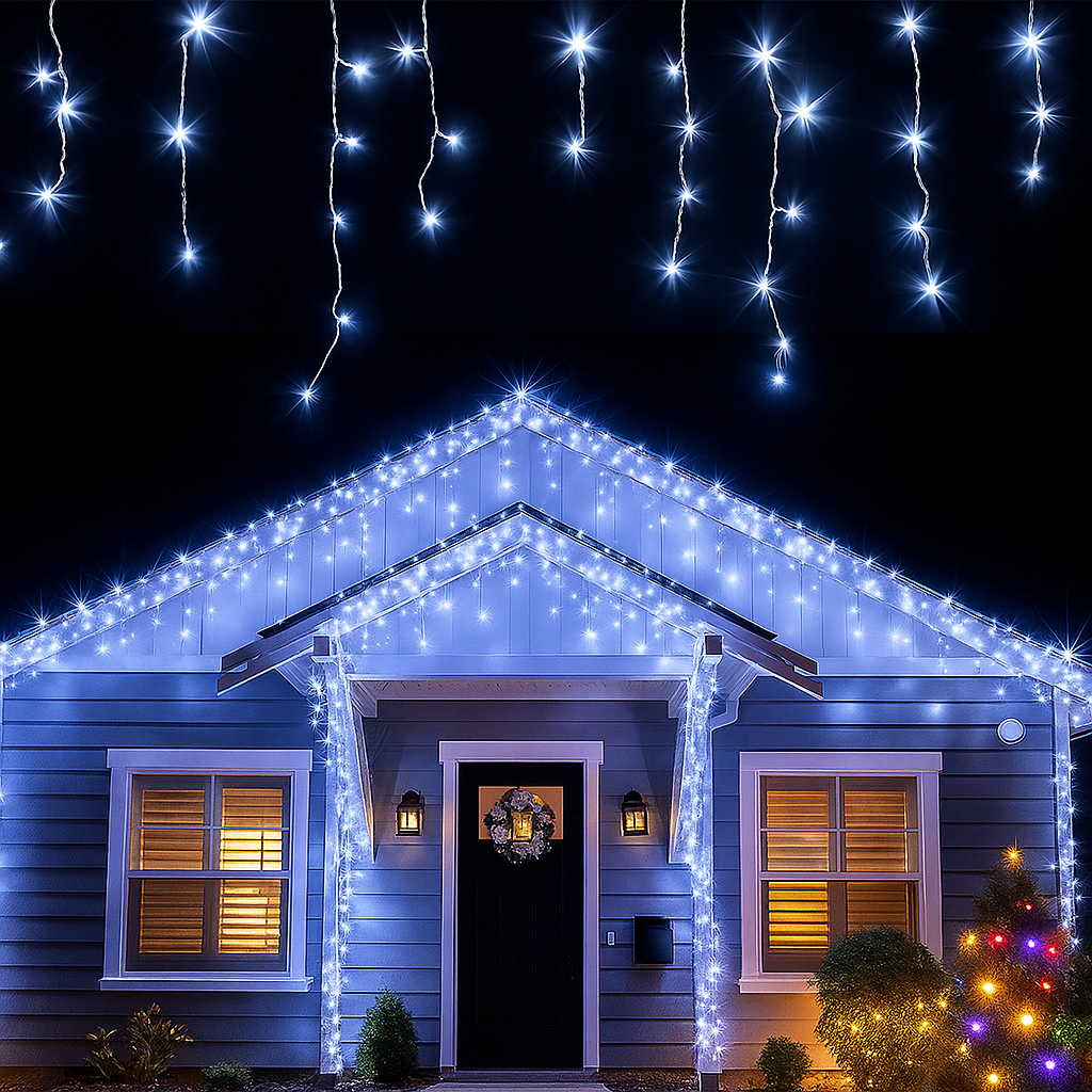 Cascada de Luces LED Navideñas 5M – Multicolor Impermeable para Interior y Exterior