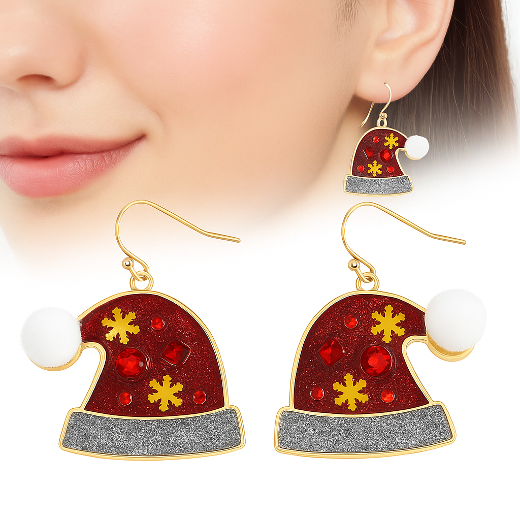 Pendientes Navideños JollyGems – Colgantes Brillantes y Ligeros para Mujer