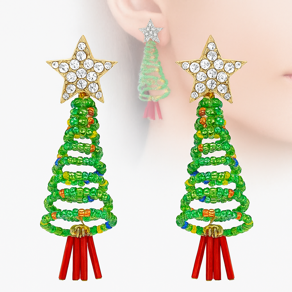 Pendientes Navideños JollyGems – Colgantes Brillantes y Ligeros para Mujer