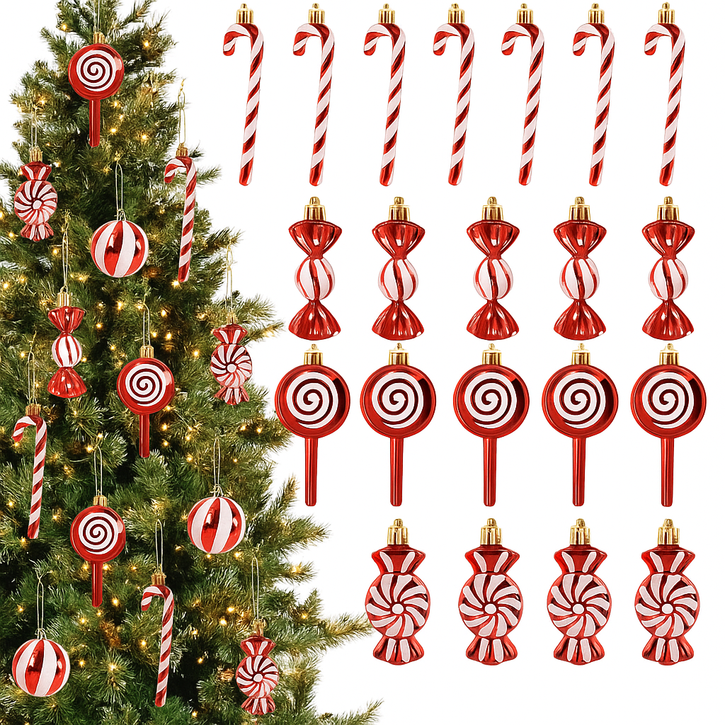 Set 6 Adornos Lollipop Navideños – Diseño Caramelo para Árbol y Regalo