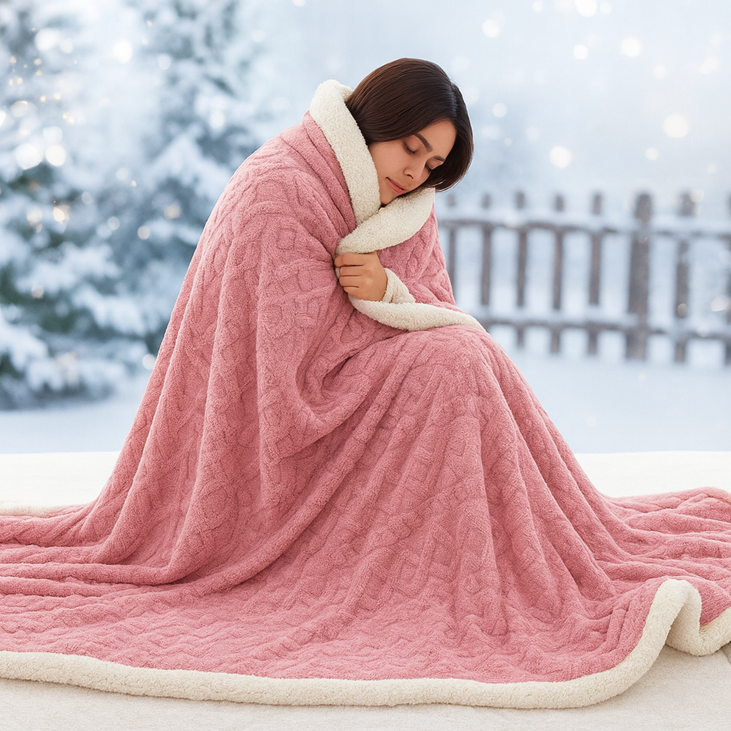 Manta Reversible WoolDream – Cree – Ultra Cálida y Elegante