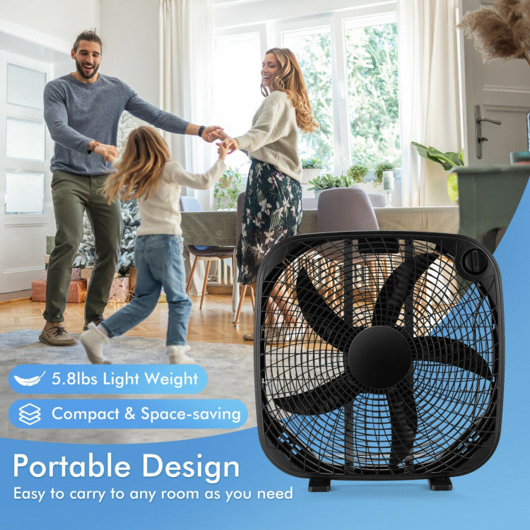 Ventilador de Piso 20" - Enfriamiento Portátil - 3 Velocidades - Control Perilla
