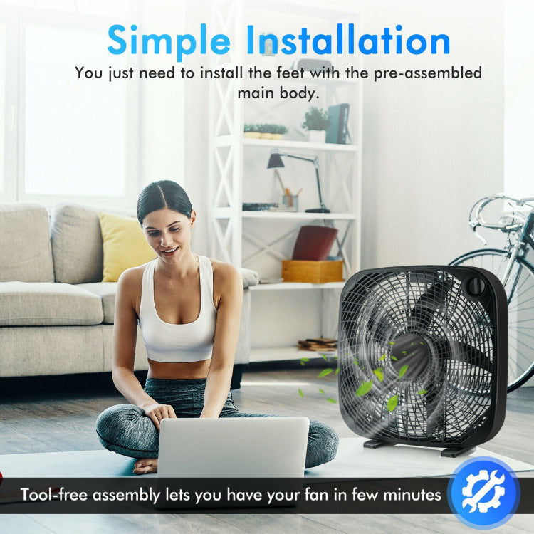 Ventilador de Piso 20" - Enfriamiento Portátil - 3 Velocidades - Control Perilla