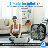 Ventilador de Piso 20" - Enfriamiento Portátil - 3 Velocidades - Control Perilla