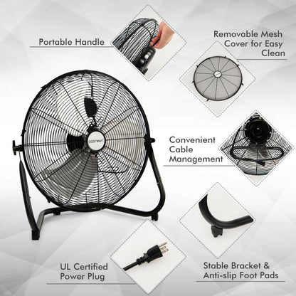 Ventilador de Piso 20" Alta Velocidad - Metal Duradero - 3 Modos